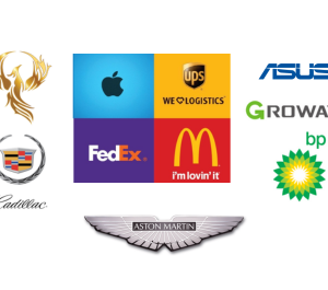 Image depicting sample logos of various brands for logo creation services